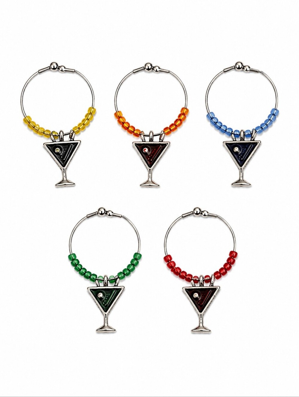 3/$30 Vintage Set of Five Colorful Beaded Martini Glass Charms